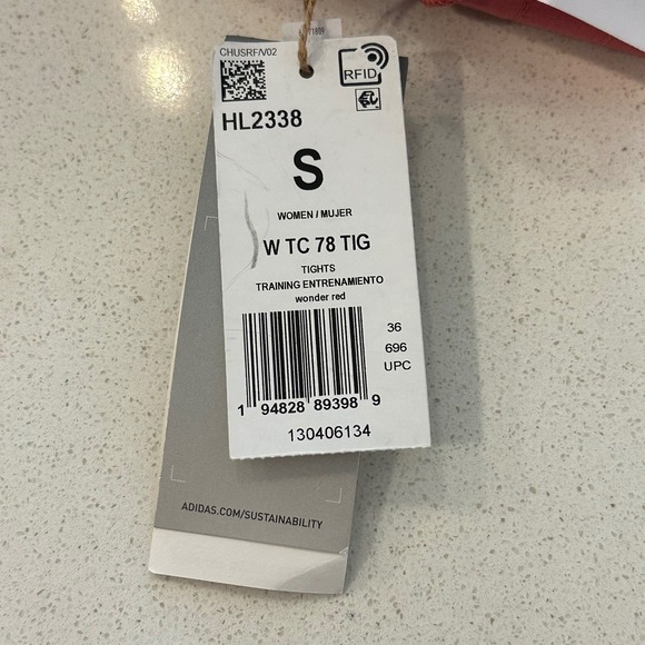 Adidas Women's AEROREADY Wonder‎ Red High Rise 7/8 Tight Fit Training Tights S - Picture 6 of 8